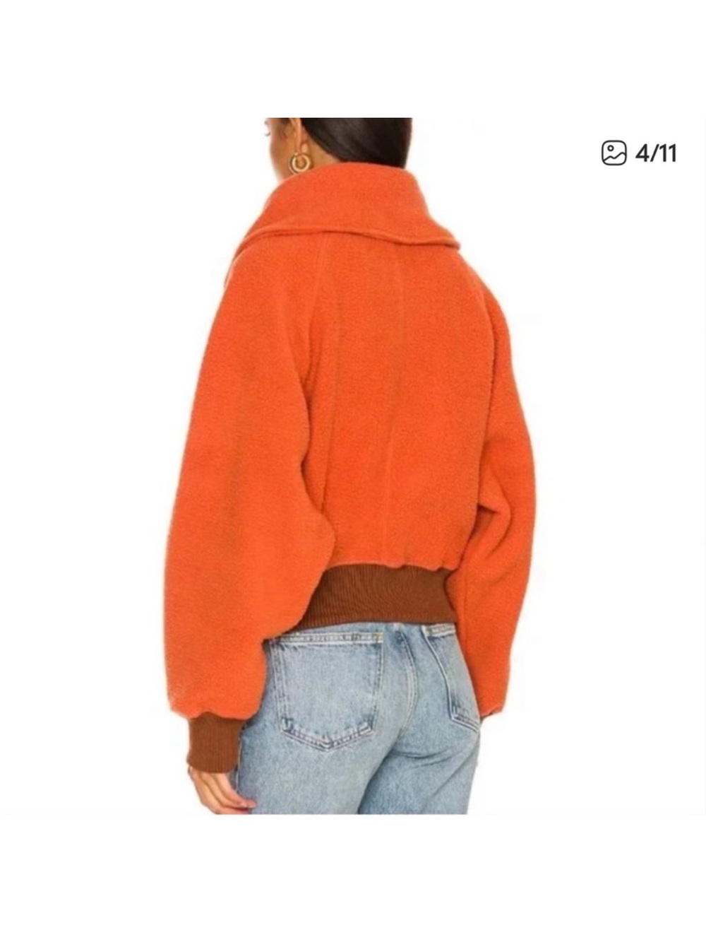 Free People We The Free Shasta Cardi Orange Bomber Jacket size Small - Picture 2 of 10